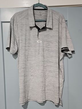 Oakley Light Heather Gray Polo with Black Trim